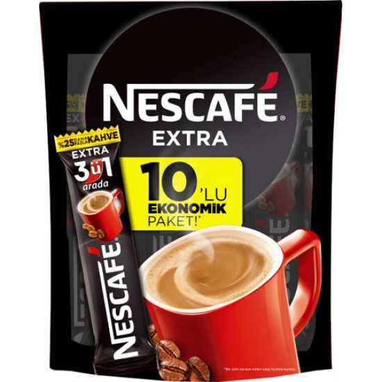 NESTLE NESCAFE 3Ü1 ARADA 10`LU EXTRA KAHVE NESTLE NESCAFE 3Ü1 ARADA 10`LU EXTRA KAHVE